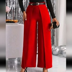 High Waist Wide Leg Pants Without Belt